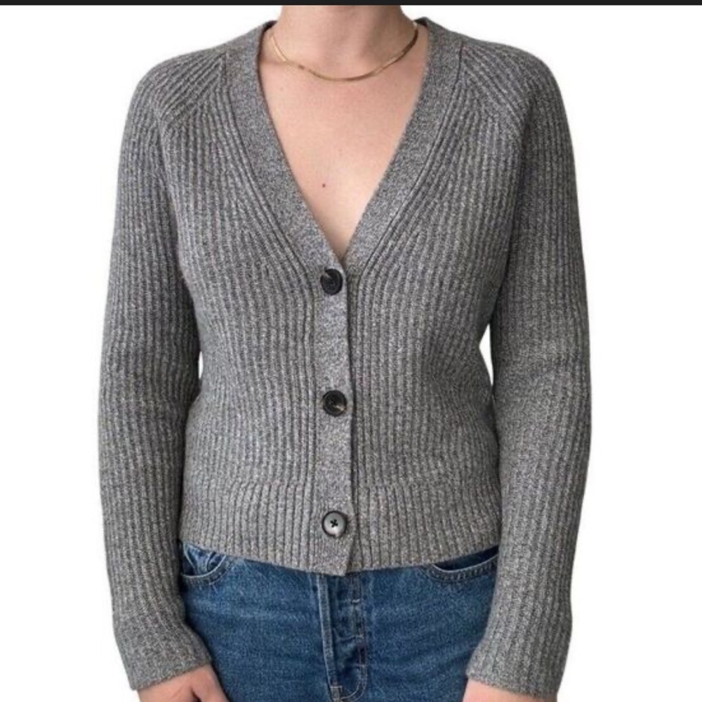 Ann Taylor Ribbed 100% Cashmere Cardigan